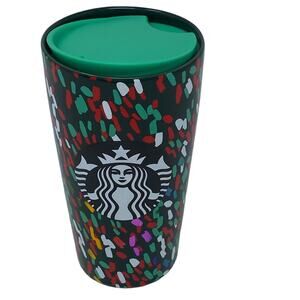 Starbucks Holiday 2019 Confetti Ceramic 12oz Travel Mug w/ Lid Festive Gift